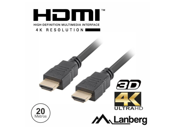 Lanberg Cabo HDMI Dourado Macho / Macho 2.0 4K 20m Lanberg Cabo HDMI Dourado Macho / Macho 2.0 4K 20m
